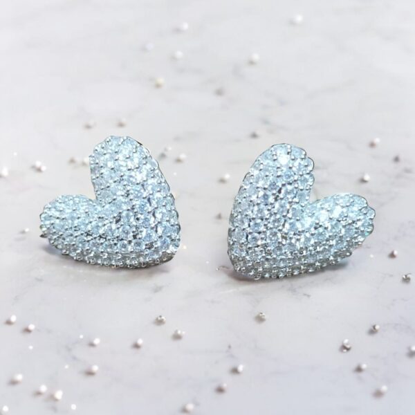 Heart Shaped Diamond stud Earrings CZ