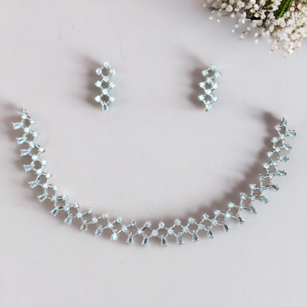 Crystal Lattice Diamond Necklace Set CZ